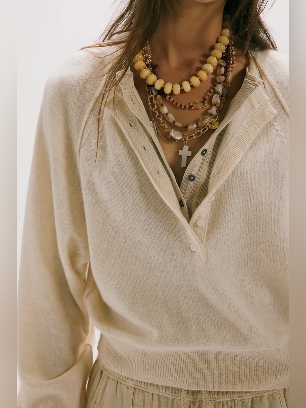 Free People Porta Cashmere Henley Sweater - Picture 2 of 9